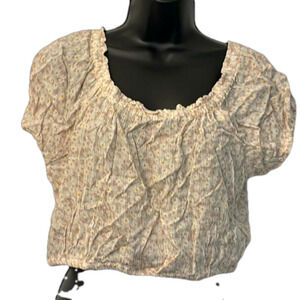 Pink Rose Short Sleeve Crop Top Silvercloud Ditsy Women Size Large